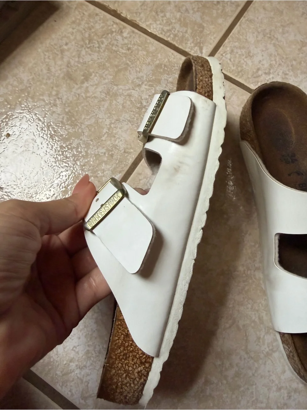 Birkenstock Kids White Double-Buckle Slide Sandals size 34